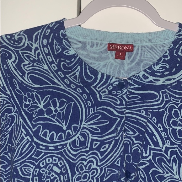 Printed Floral Paisley 3/4 Sleeved S Cardigan - Picture 2 of 2